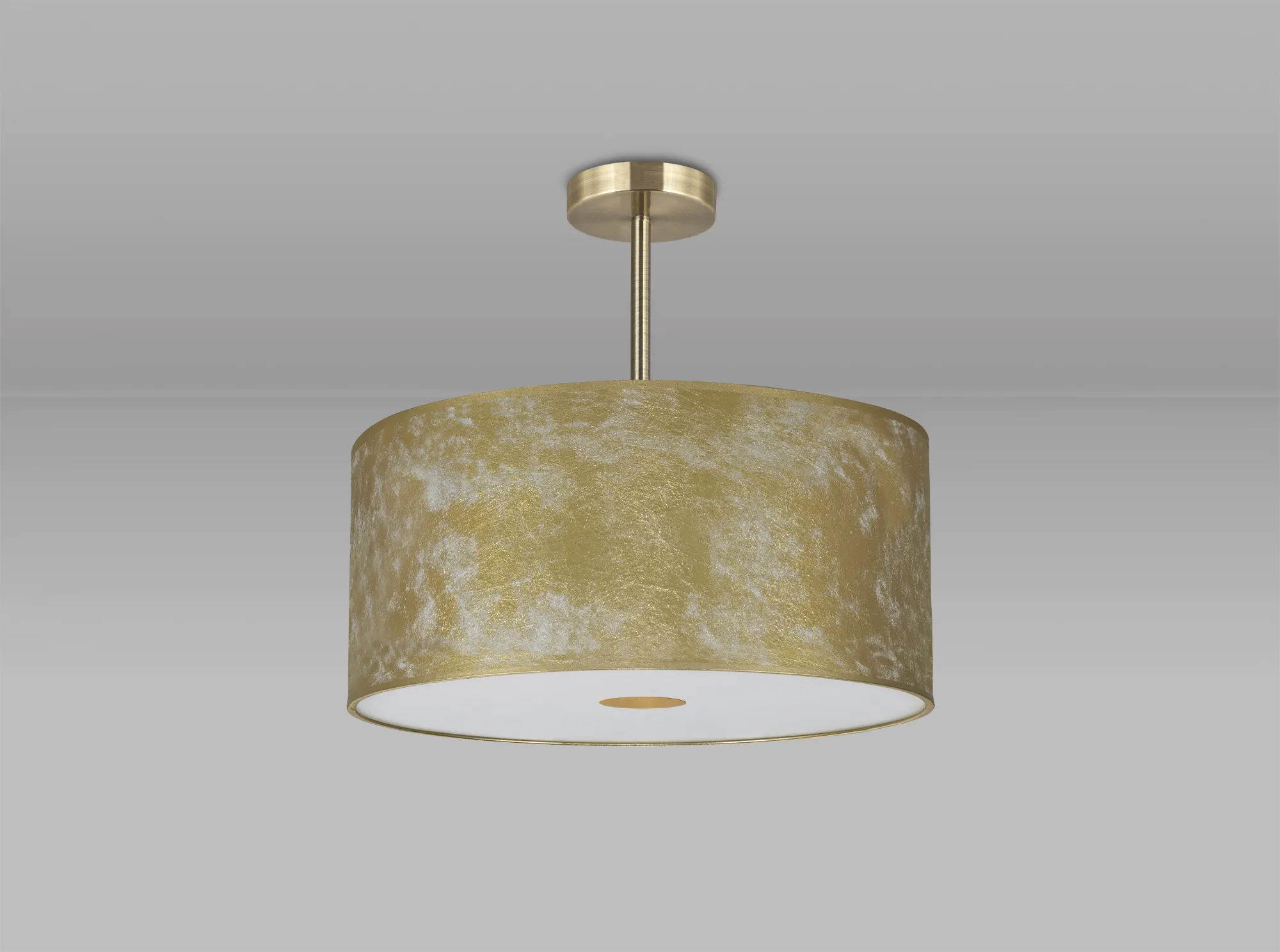 Baymont 50cm Semi Flush 5 Light Antique Brass, Gold Leaf, Frosted Diffuser DK0848  Deco Baymont AB GL
